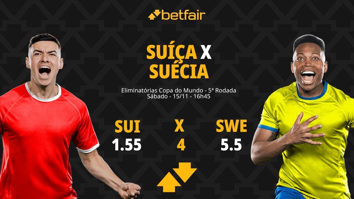 Suíça x Suécia - Eliminatórias Copa do Mundo: palpites, odds, estatísticas, onde assistir ao vivo, escalações e horário