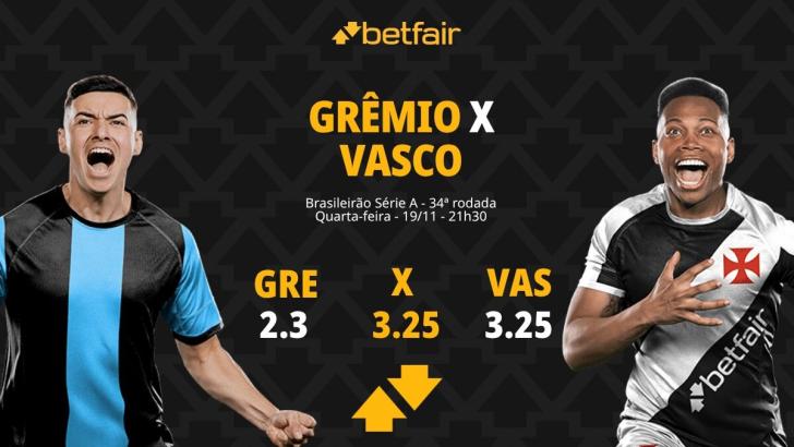Grêmio x Vasco - Brasileirão: Vascão tem jogo importante no Sul na luta por vaga na Liberta