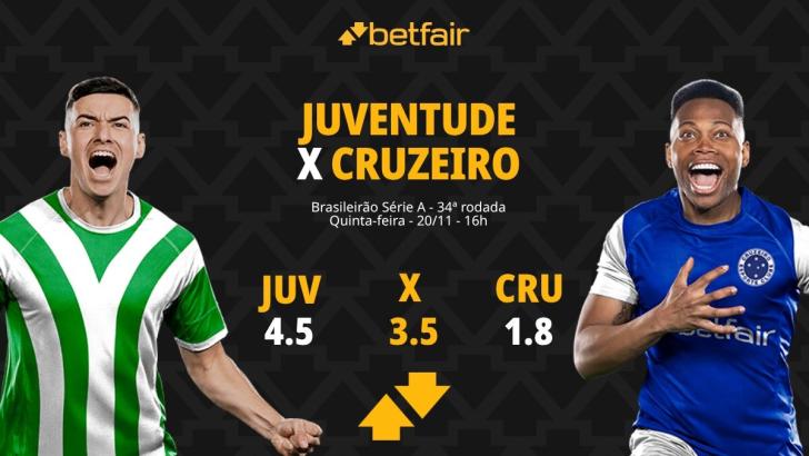Juventude x Cruzeiro - Brasileirão: palpites, odds, estatísticas, onde assistir ao vivo, escalações e horário