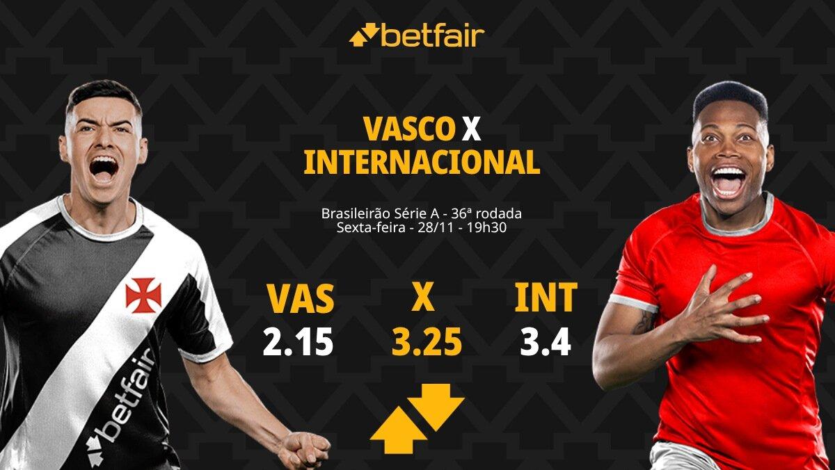 Vasco x Internacional - Brasileirão: Cruzmaltino conta com a força da torcida para se impor na Colina histórica