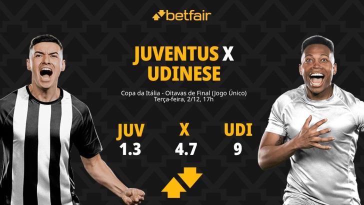 Juventus x Udinese - Copa da Itália: palpites, odds, estatísticas, onde assistir ao vivo, escalações e horário