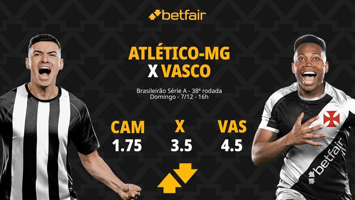 Atlético-MG x Vasco - Brasileirão: palpites, odds, estatísticas, onde assistir ao vivo, escalações e horário