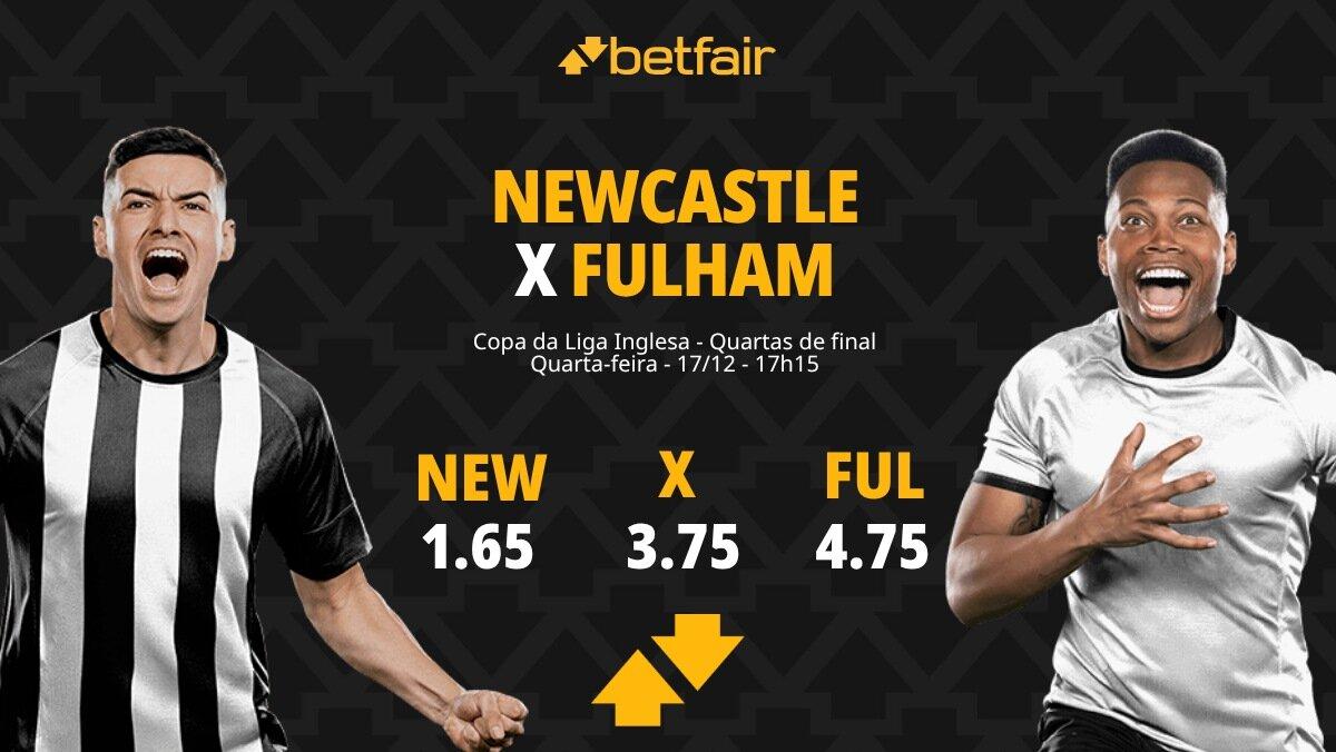 Newcastle x Fulham - Copa da Liga Inglesa: palpites, odds, estatísticas, onde assistir ao vivo, escalações e horário