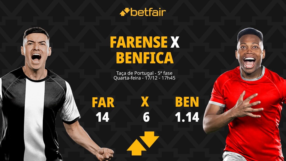 Farense x Benfica - Taça de Portugal: palpites, odds, estatísticas ...