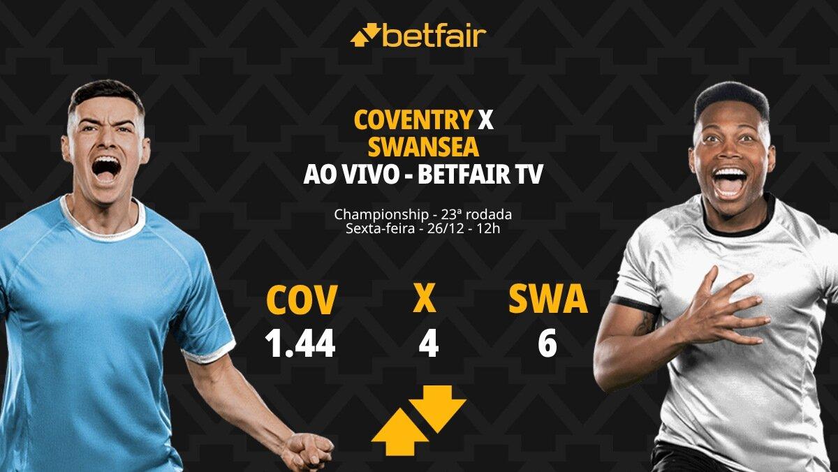 Coventry City x Swansea - Championship: palpites, odds, estatísticas, onde assistir ao vivo, escalações e horário