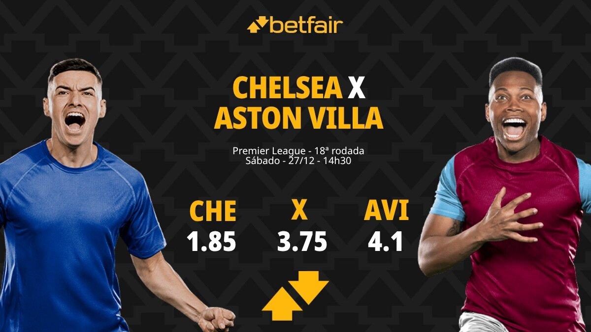Chelsea x Aston Villa - Premier League: palpites, odds, estatísticas, onde assistir ao vivo, escalações e horário