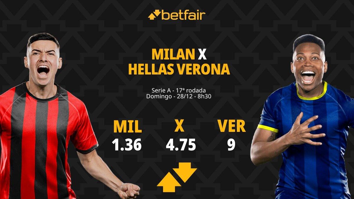 Milan x Hellas Verona - Serie A: palpites, odds, estatísticas, onde assistir ao vivo, escalações e horário