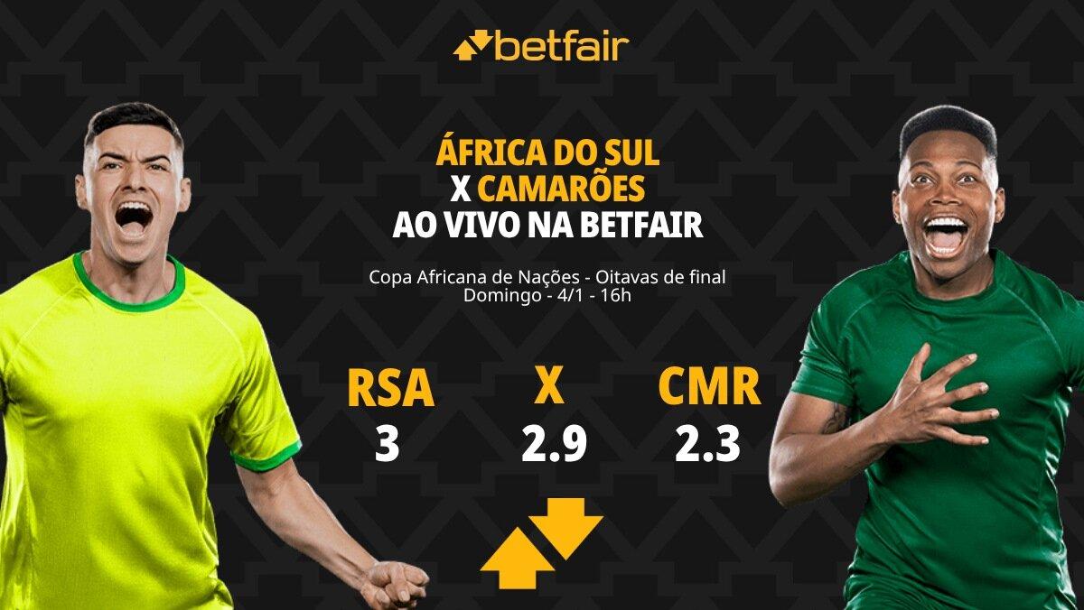 África do Sul x Camarões - Copa Africana de Nações: palpites, odds, estatísticas, onde assistir ao vivo, escalações e horário
