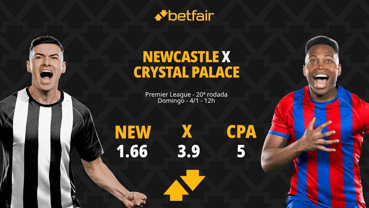 Newcastle x Crystal Palace - Premier League: palpites, odds, estatísticas, onde assistir ao vivo, escalações e horário