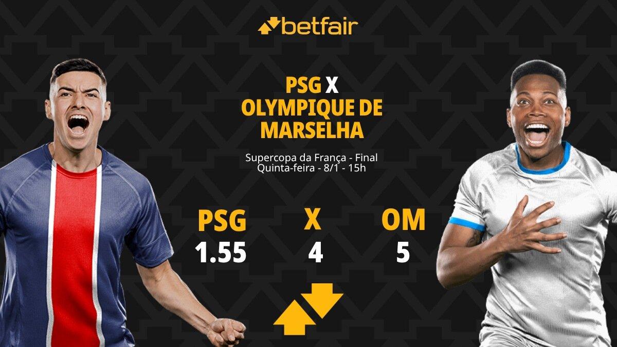 PSG x Olympique de Marselha - Supercopa da França: palpites, odds, estatísticas, onde assistir ao vivo, escalações e horário