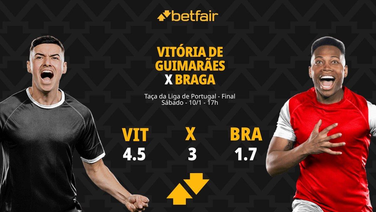 Vitória de Guimarães x Braga - Taça da Liga de Portugal: palpites, odds, estatísticas, onde assistir ao vivo, escalações e horário