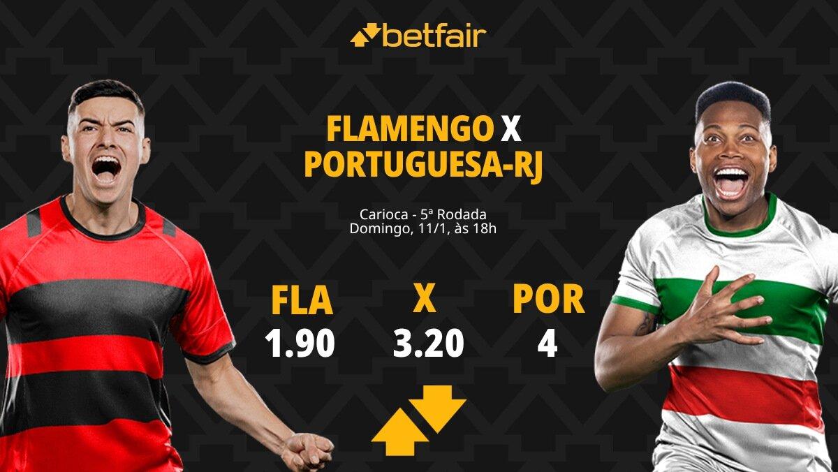 Flamengo x Portuguesa-RJ - Campeonato Carioca 2026: palpites, odds, estatísticas, onde assistir ao vivo, escalações e horário