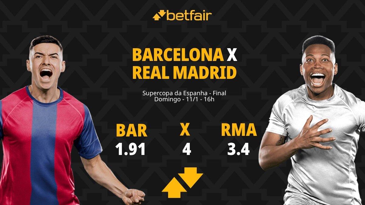 Barcelona x Real Madrid - Supercopa da Espanha: palpites, odds, estatísticas, onde assistir ao vivo, escalações e horário