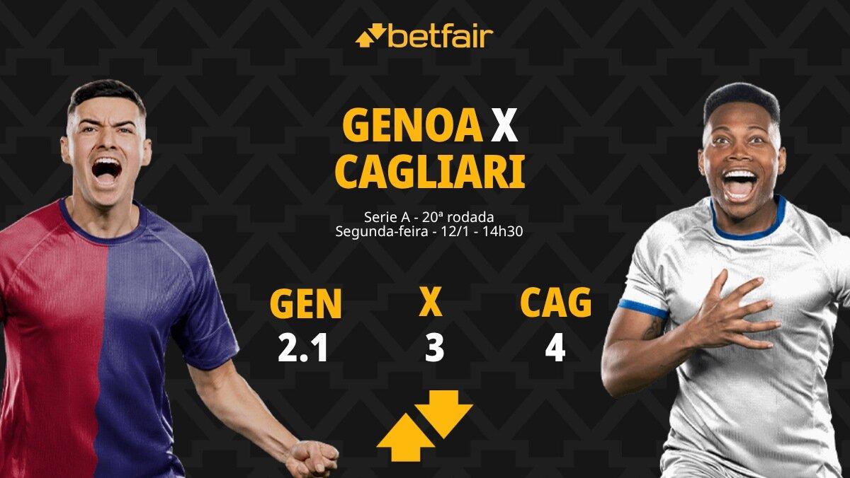 Genoa x Cagliari - Serie A: palpites, odds, estatísticas, onde assistir ao vivo, escalações e horário