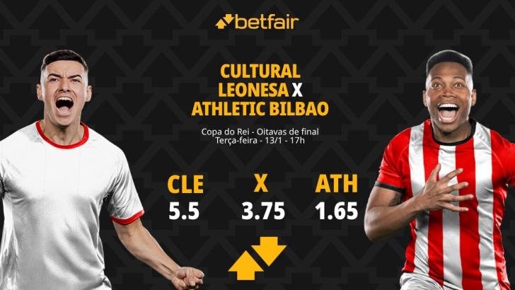 Cultural Leonesa x Athletic Bilbao - Copa do Rei: palpites, odds, estatísticas, onde assistir ao vivo, escalações e horário