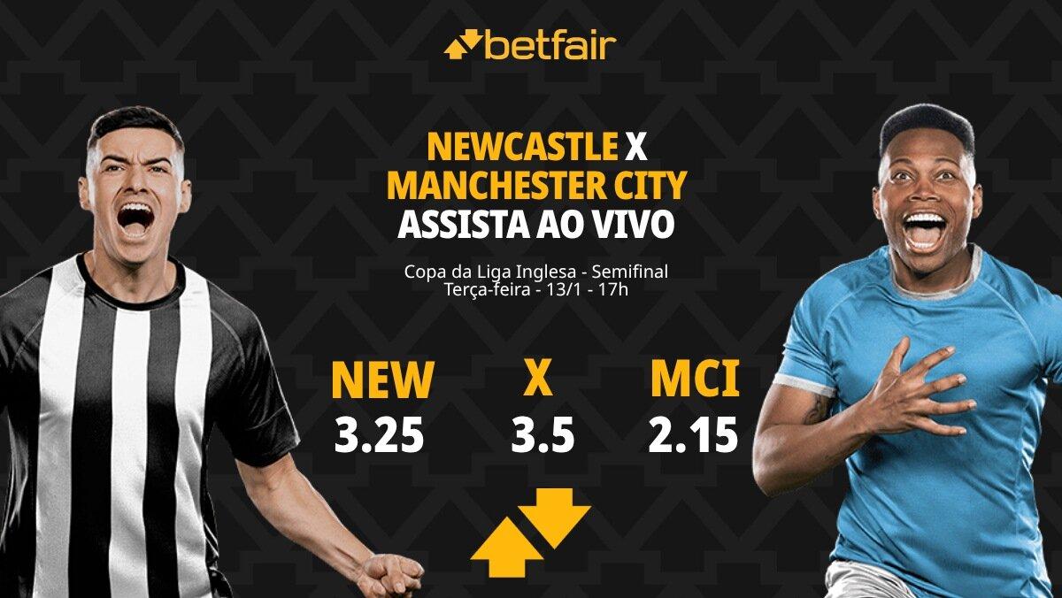 Newcastle x Manchester City - Copa da Liga Inglesa: palpites, odds, estatísticas, onde assistir ao vivo, escalações e horário
