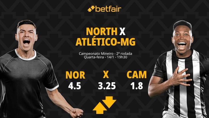 North x Atlético-MG - Campeonato Mineiro: palpites, odds, estatísticas, onde assistir ao vivo, escalações e horário