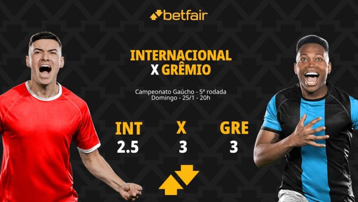 Internacional x Grêmio - Campeonato Gaúcho: palpites, odds, estatísticas, onde assistir ao vivo, escalações e horário