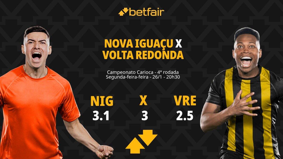 Nova Iguaçu x Volta Redonda - Campeonato Carioca: palpites, odds, estatísticas, onde assistir ao vivo, escalações e horário