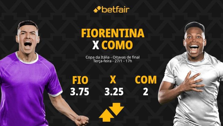 Fiorentina x Como - Copa da Itália: palpites, odds, estatísticas, onde assistir ao vivo, escalações e horário