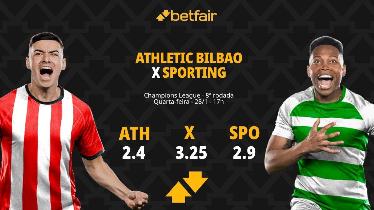 Athletic Bilbao x Sporting - Champions League: palpites, odds, estatísticas, onde assistir ao vivo, escalações e horário