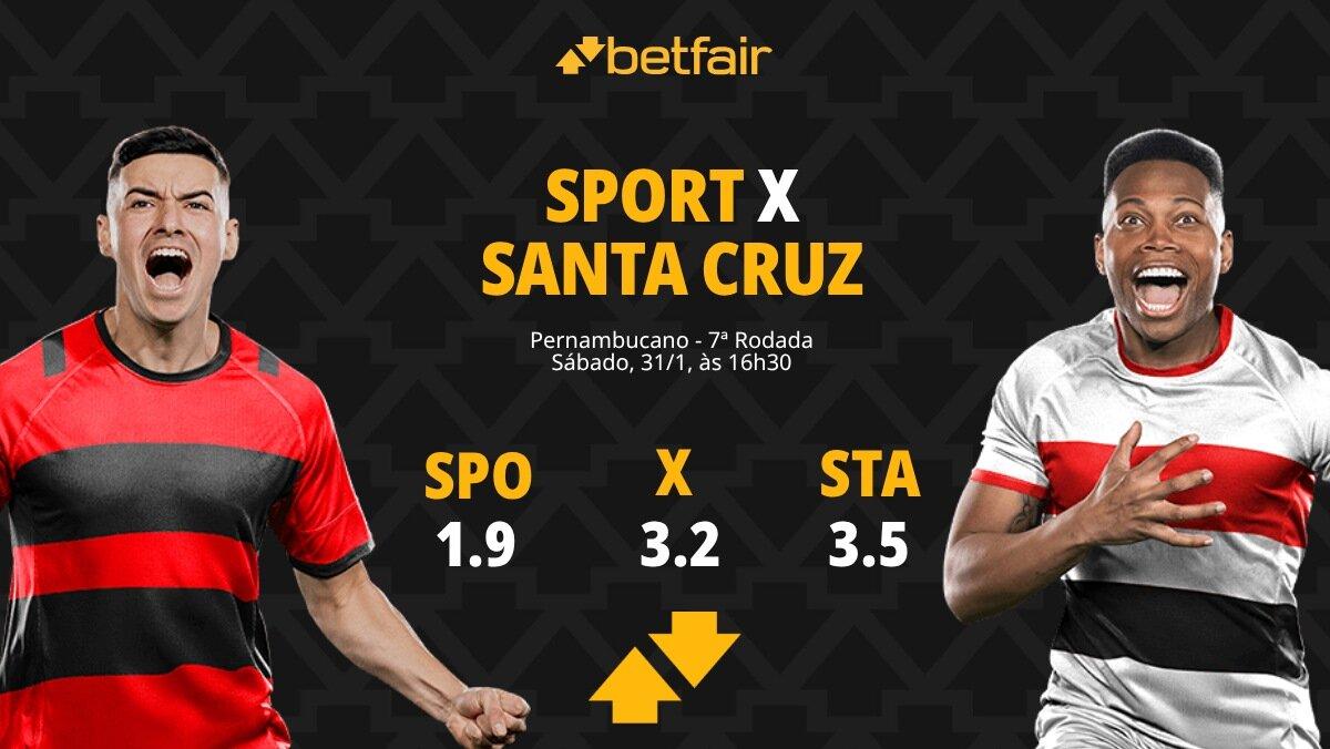 Sport x Santa Cruz - Campeonato Pernambucano: palpites, odds, estatísticas, onde assistir ao vivo, escalações e horário