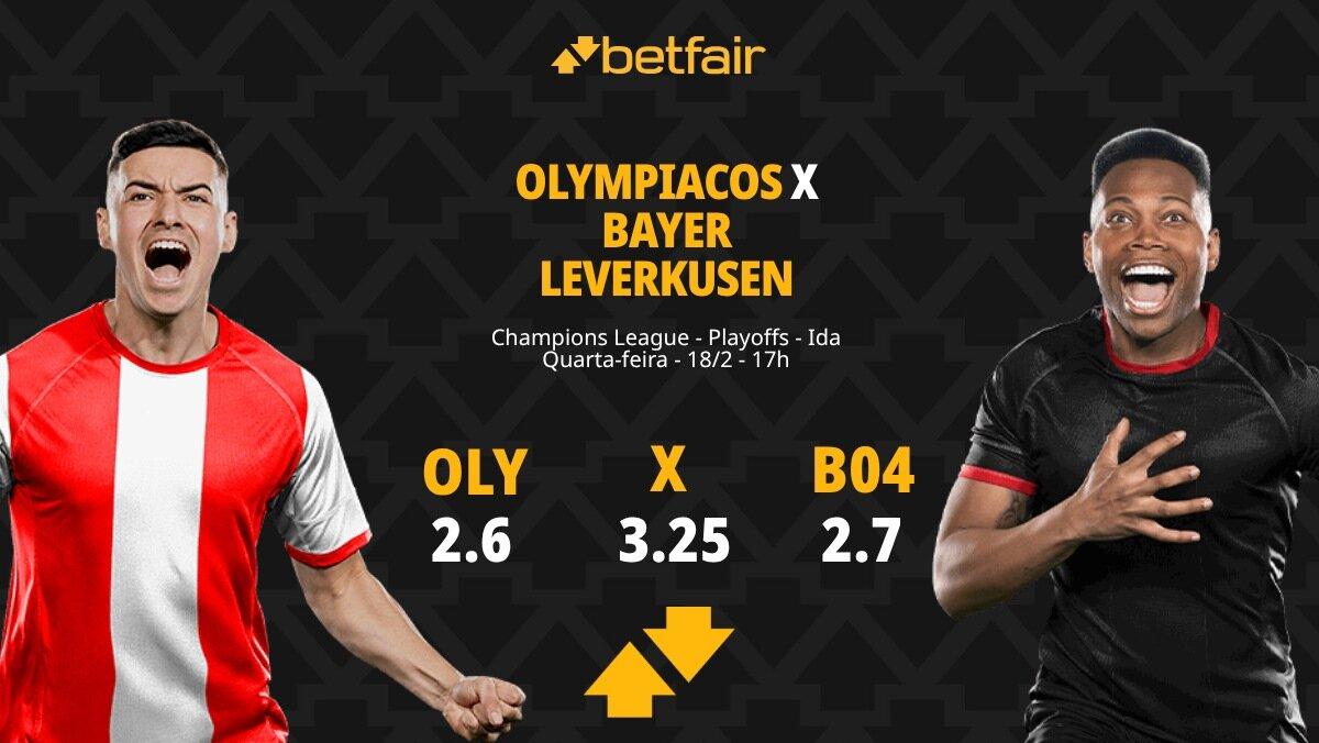 Olympiacos x Bayer Leverkusen - Champions League: Palpites, Odds, Escalações, Horário, Onde Assistir