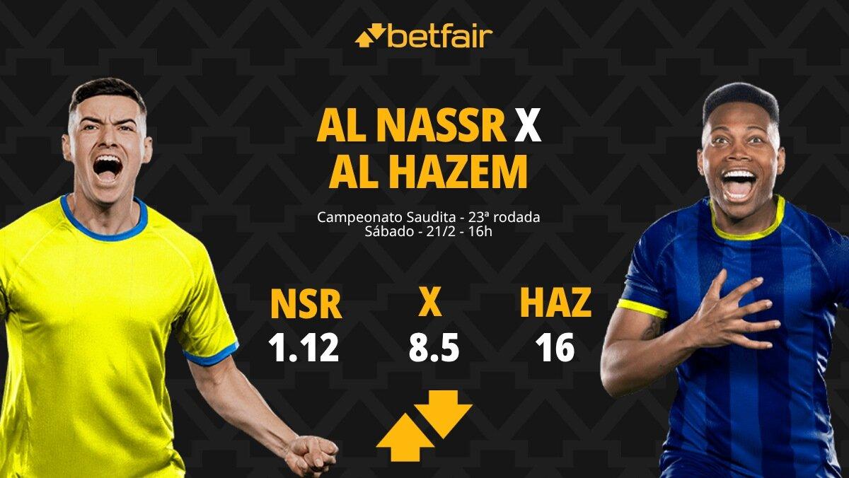 Al-Nassr x Al-Hazem - Campeonato Saudita: Palpites, Odds, Escalações, Horário, Onde Assistir