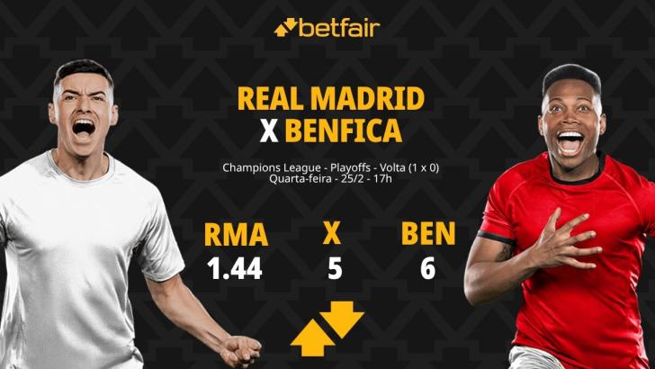 Real Madrid x Benfica: dicas do Pedro, do Apostas e Palpites
