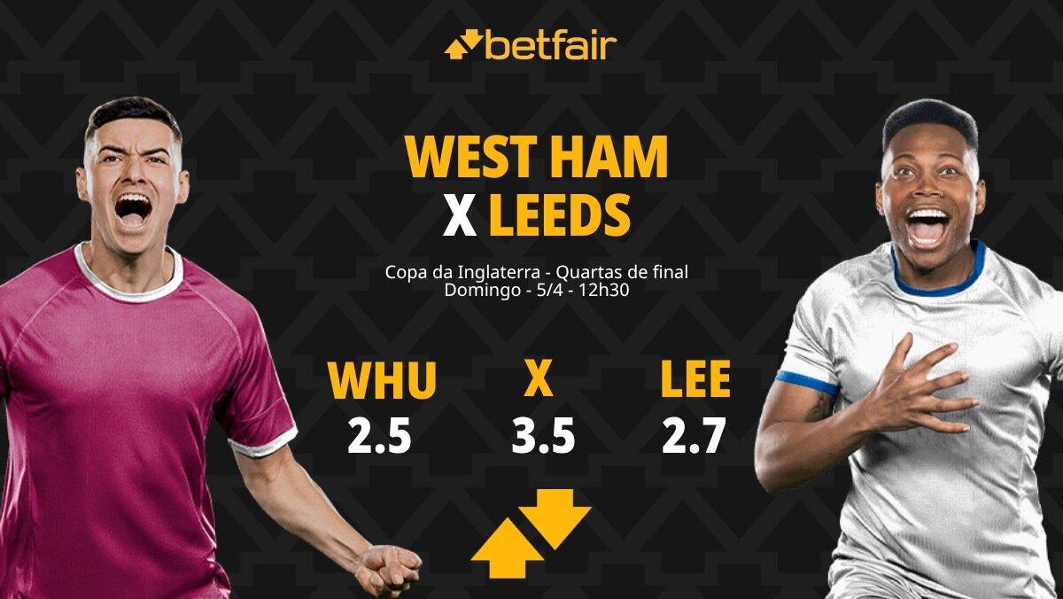 West Ham x Leeds - Copa da Inglaterra: Dicas, Palpites, Odds, Escalações, Horário, Onde Assistir