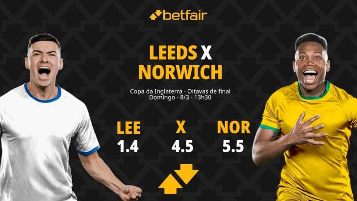 Leeds United x Norwich: Palpites, Odds e Onde Assistir - Copa da Inglaterra