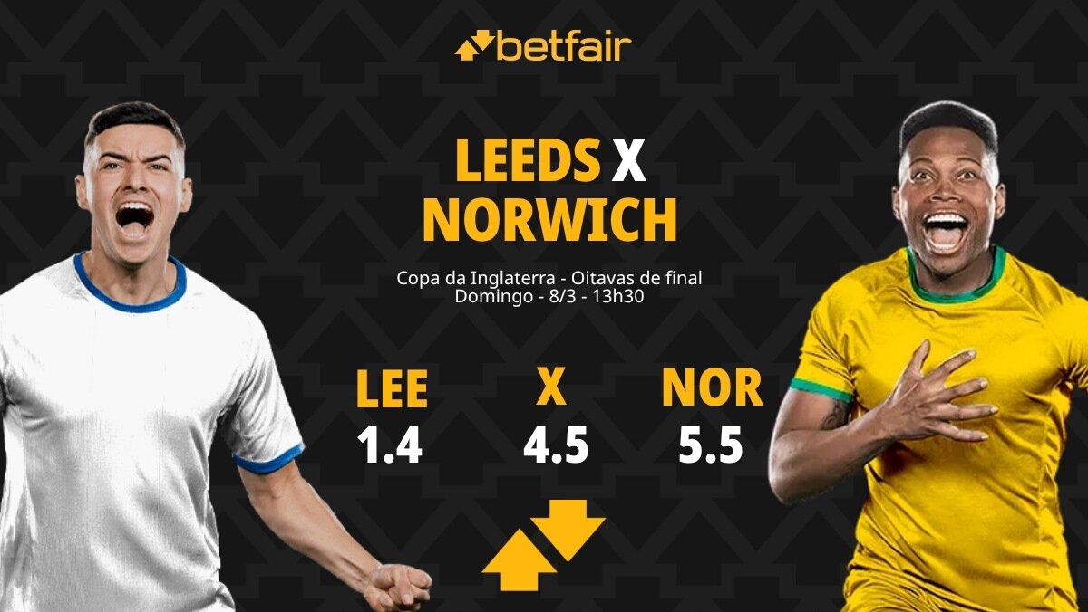Leeds United x Norwich: Palpites, Odds e Onde Assistir - Copa da Inglaterra
