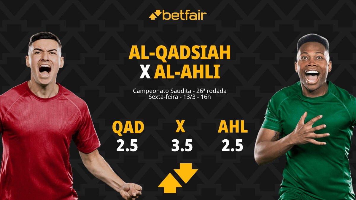 Al-Qadsiah x Al-Ahli - Campeonato Saudita: Palpites, Odds, Escalações, Horário, Onde Assistir