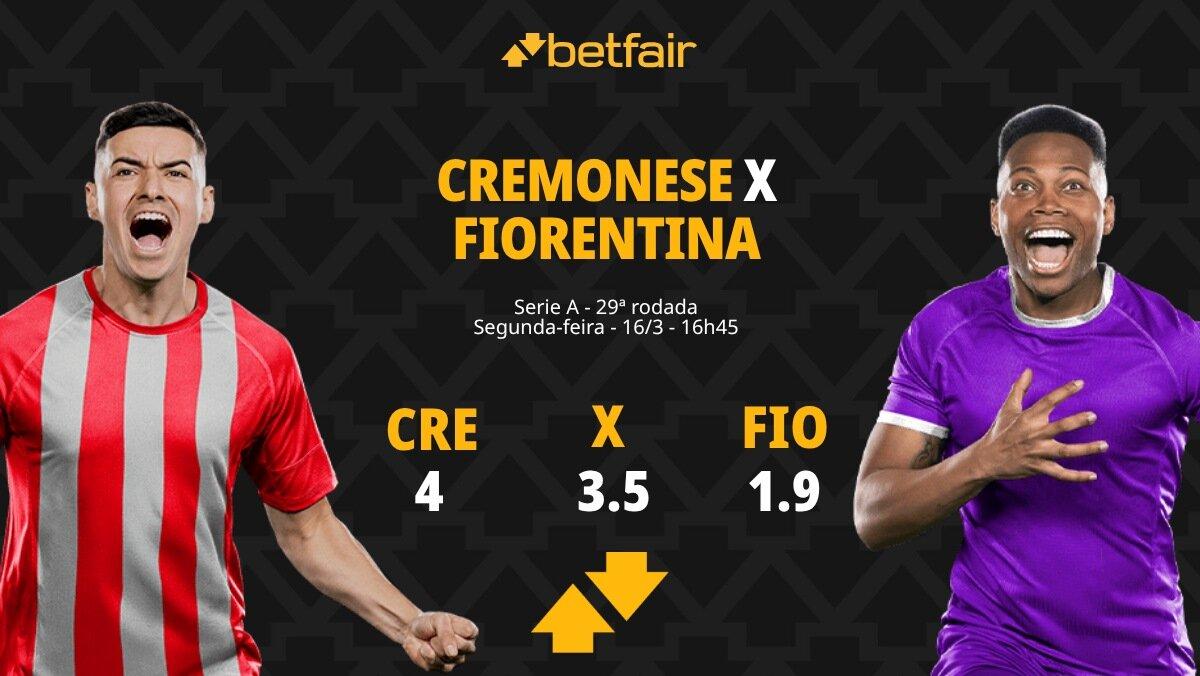 Cremonese x Fiorentina - Serie A: Palpites, Odds, Escalações, Horário, Onde Assistir