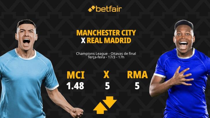 Manchester City x Real Madrid: dicas do Pedro, do Apostas e Palpites