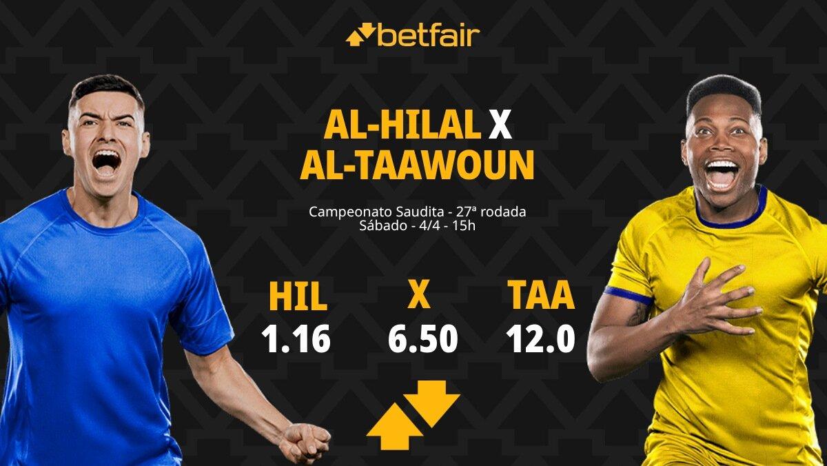 Al-Hilal x Al-Taawoun - Campeonato Saudita: Dicas, Palpites, Odds, Escalações, Horário, Onde Assistir