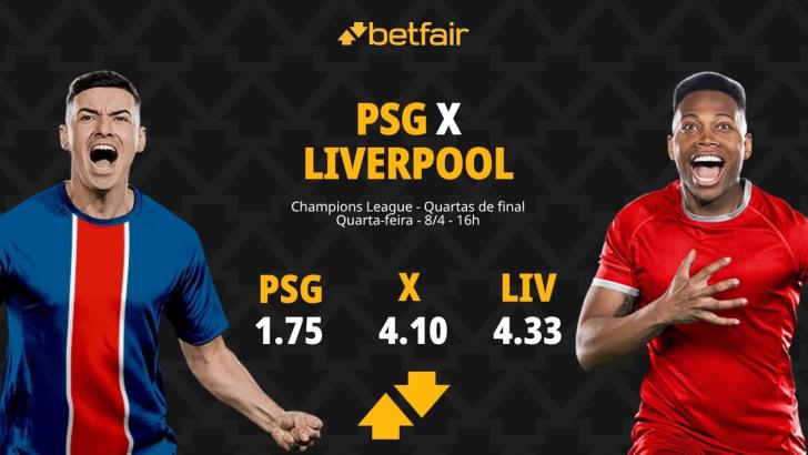 PSG x Liverpool - Champions League: Dicas, Palpites, Odds, Escalações, Horário, Onde Assistir