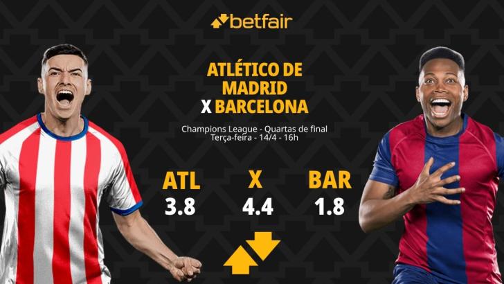 Atlético de Madrid x Barcelona - Champions League: Dicas, Palpites, Odds, Escalações, Horário, Onde Assistir