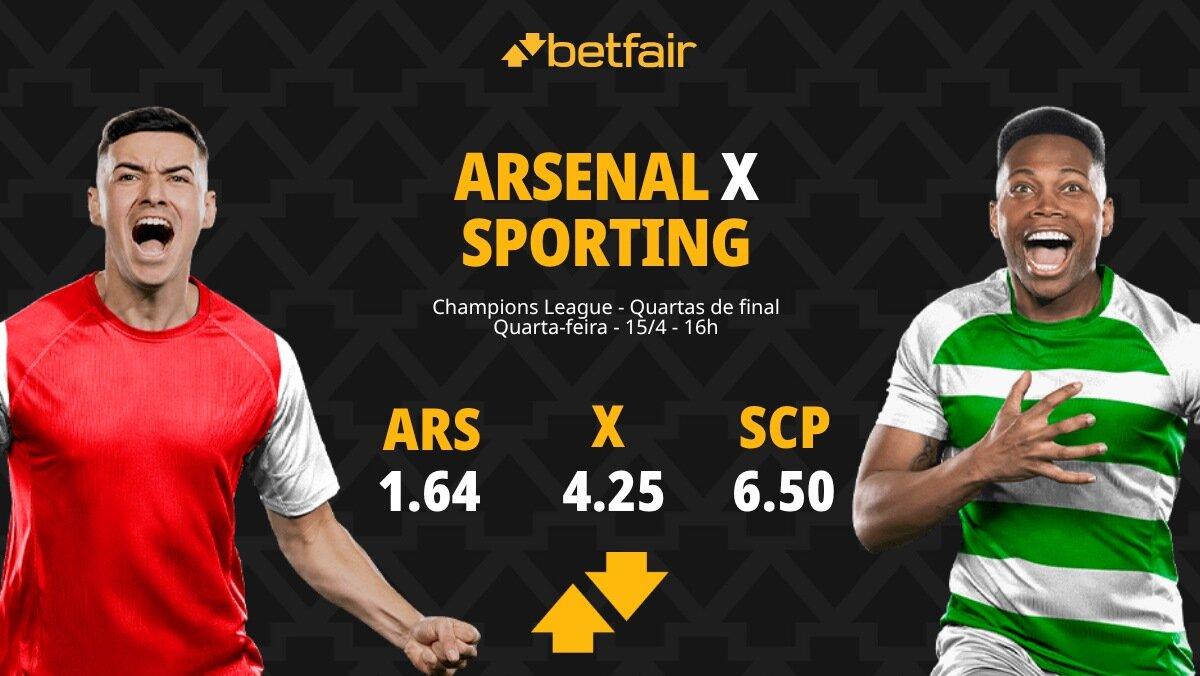 Arsenal x Sporting - Champions League: Dicas, Palpites, Odds, Escalações, Horário, Onde Assistir