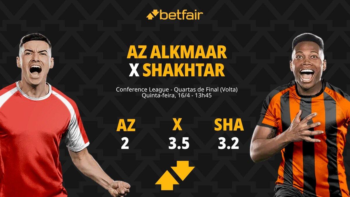 AZ Alkmaar x Shakhtar Donetsk - Conference League: Dicas, Palpites, Odds, Escalações, Horário, Onde Assistir