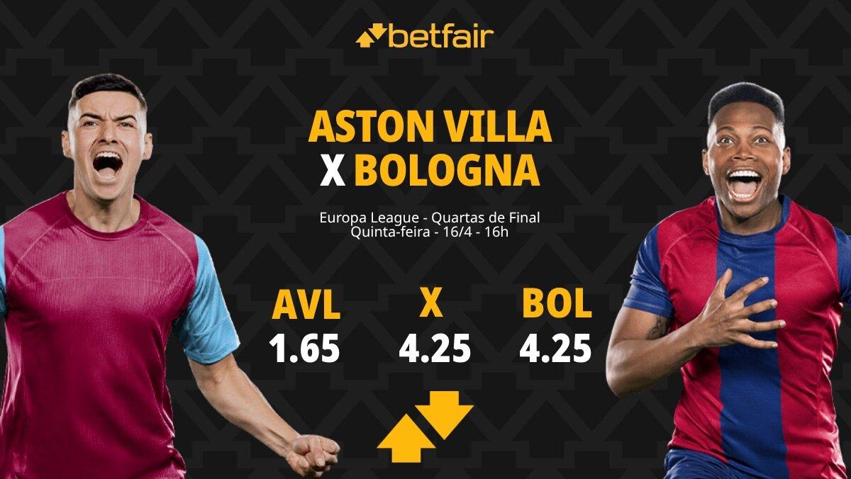 Aston Villa x Bologna - Europa League: Dicas, Palpites, Odds, Escalações, Horário, Onde Assistir