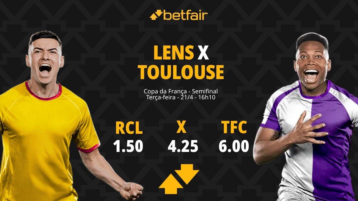 Lens x Toulouse - Copa da França: Dicas, Palpites, Odds, Escalações, Horário, Onde Assistir