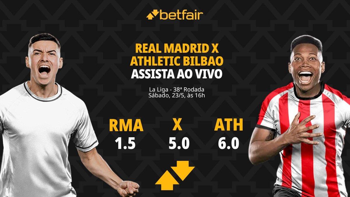 Real Madrid x Athletic Bilbao - La Liga: Dicas, Palpites, Odds, Escalações, Horário, Onde Assistir