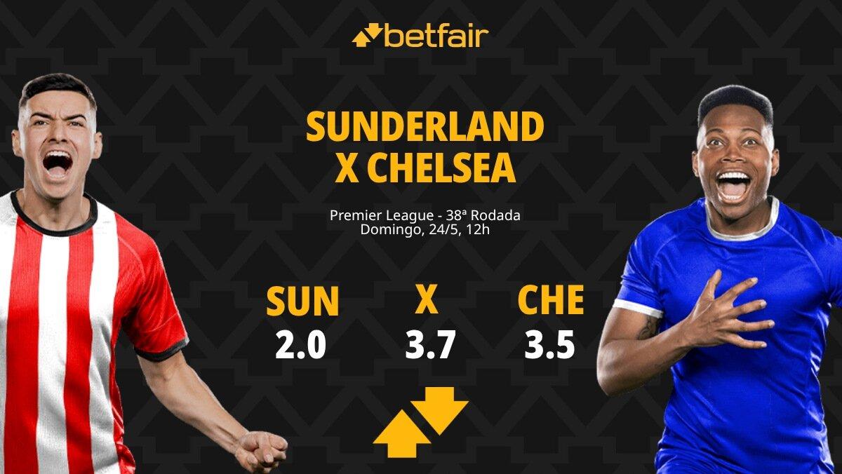 Sunderland x Chelsea - Premier League: Dicas, Palpites, Odds, Escalações, Horário, Onde Assistir