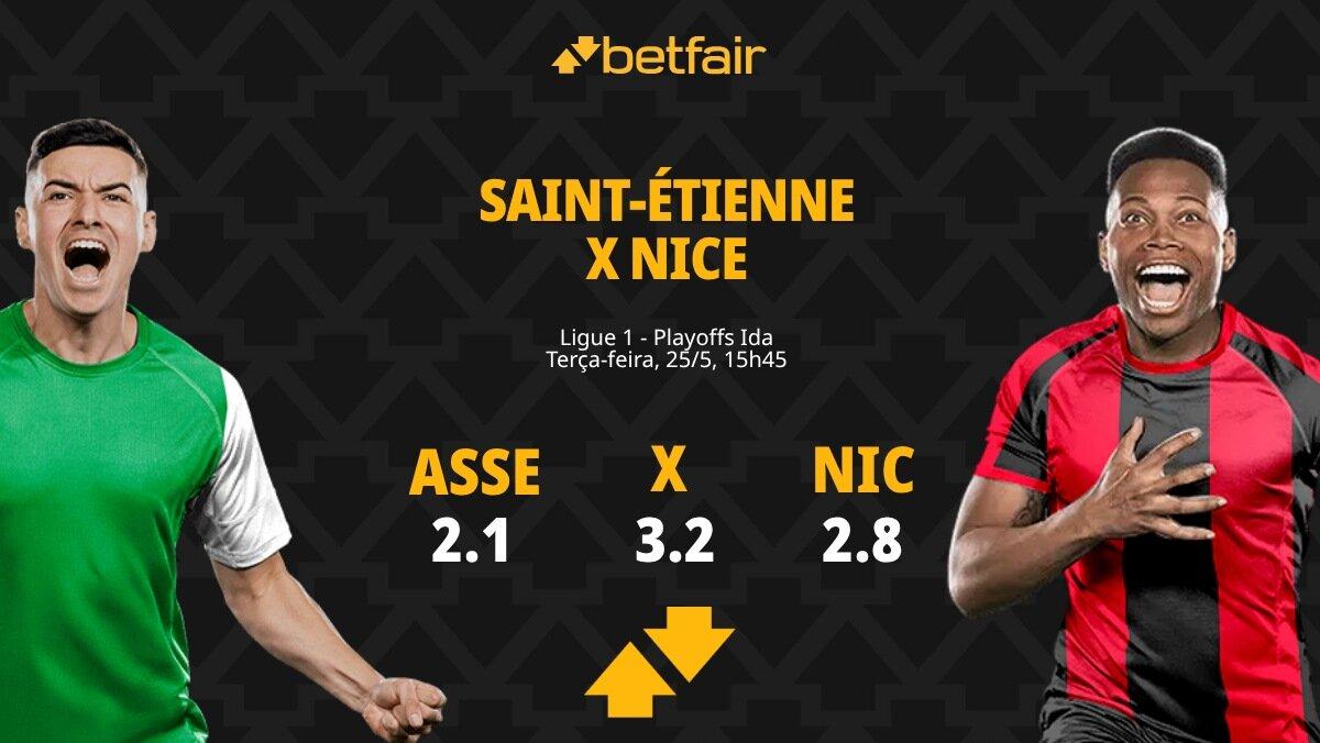 Saint-Étienne x Nice - Ligue 1: Dicas, Palpites, Odds, Escalações, Horário, Onde Assistir