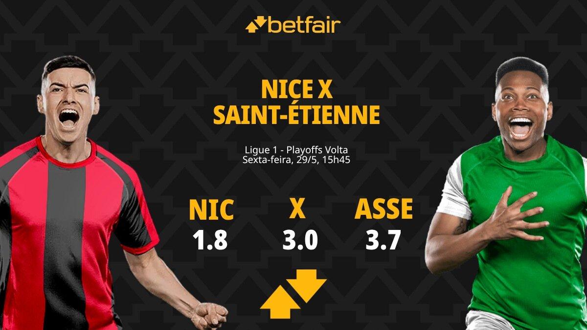 Nice x Saint-Étienne - Ligue 1: Dicas, Palpites, Odds, Escalações, Horário, Onde Assistir