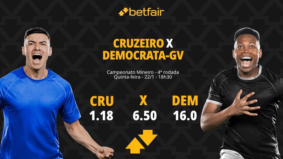 Cruzeiro x Democrata-GV - Campeonato Mineiro: palpites, odds, estatísticas, onde assistir ao vivo, escalações e horário