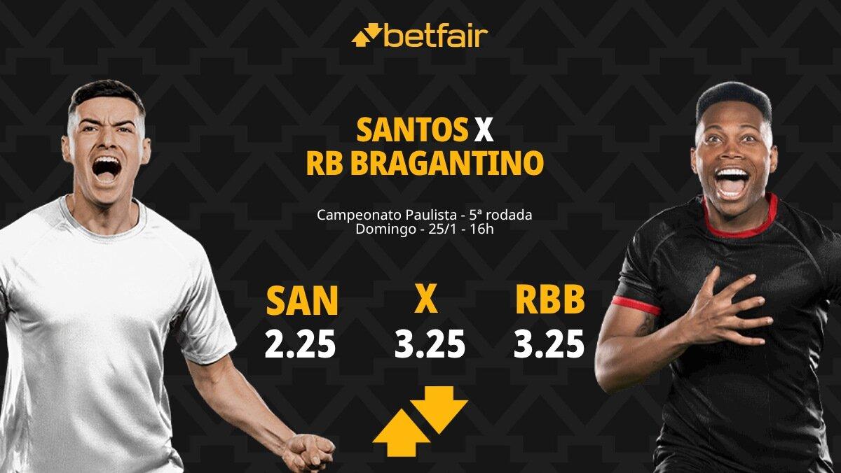 Santos x Red Bull Bragantino - Campeonato Paulista: palpites, odds, estatísticas, onde assistir ao vivo, escalações e horário