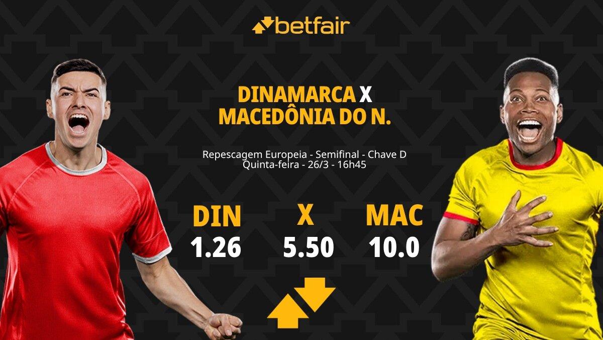 Dinamarca x Macedônia do Norte - Repescagem Europeia: Dicas, Palpites, Odds, Escalações, Horário, Onde Assistir