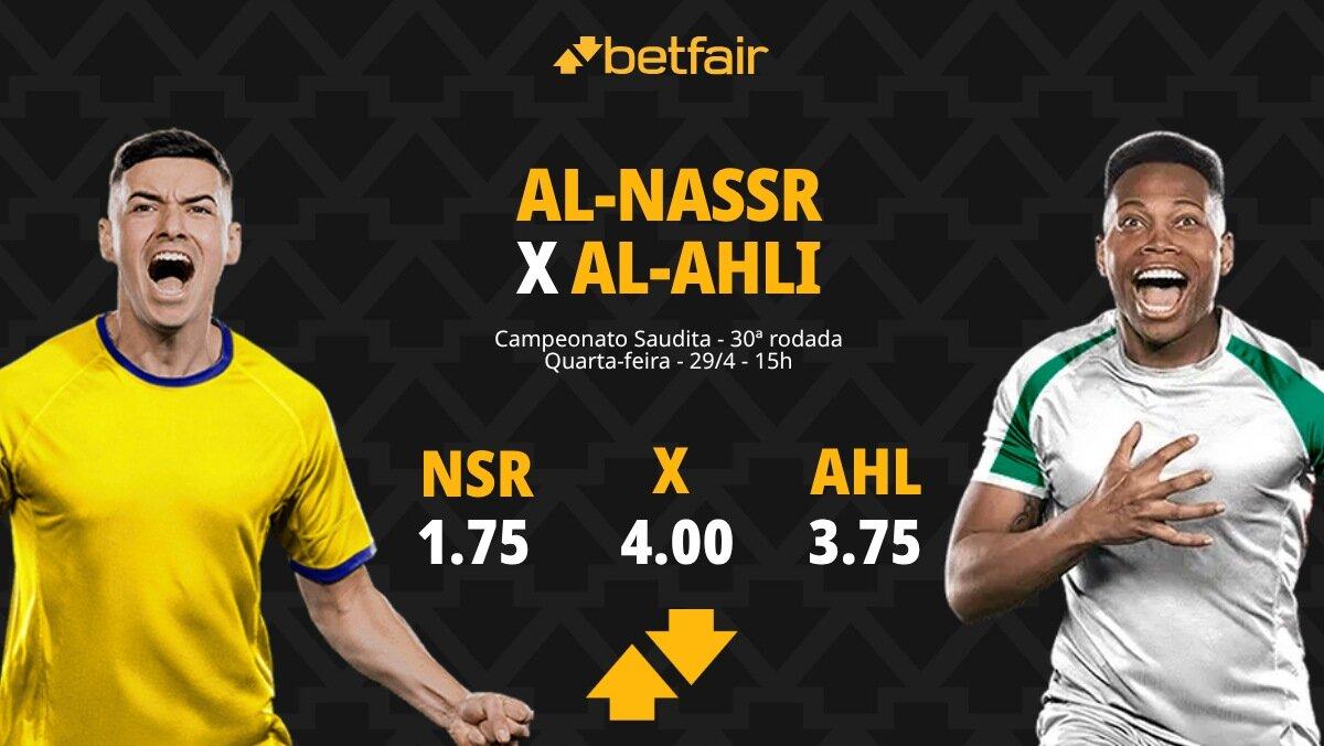 Al-Nassr x Al-Ahli Saudi - Campeonato Saudita: Dicas, Palpites, Odds, Escalações, Horário, Onde Assistir